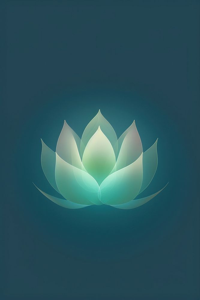 Abstractgradient illustration lotus green blue illuminated.