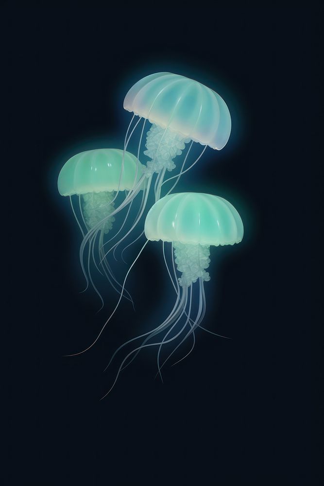 Blurred gradient illustration jellyfish green blue invertebrate.