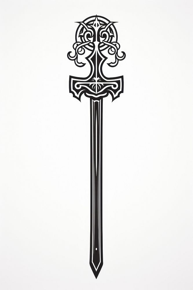 Sword dagger white background calligraphy.