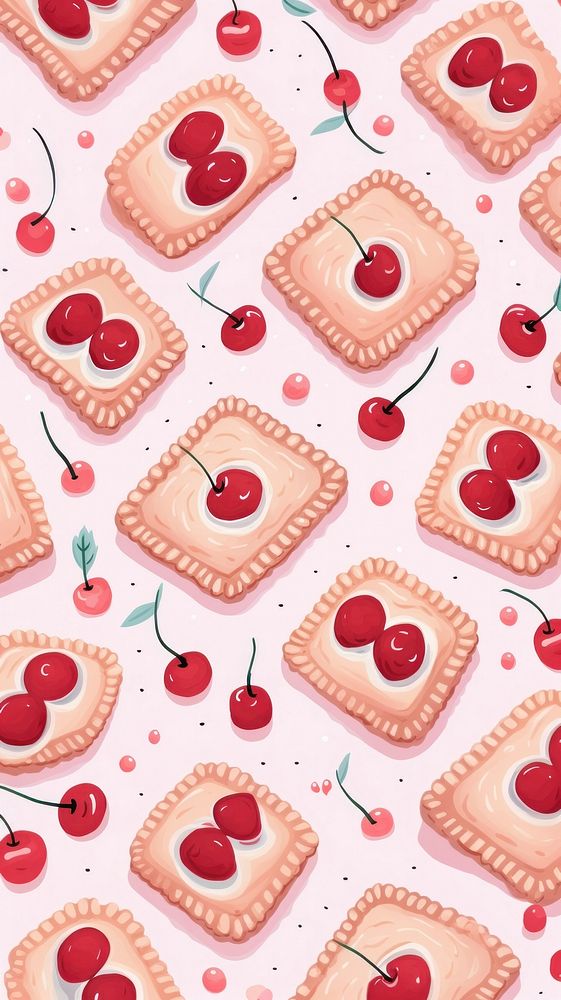 Cherry and pie pattern dessert food cake.