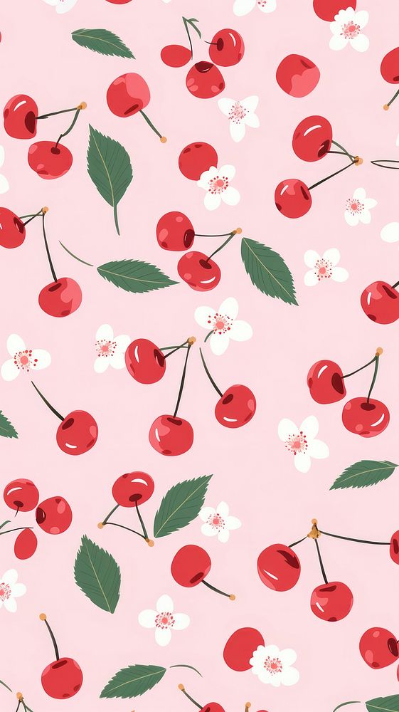 Cute simple cherry pattern fruit plant food.