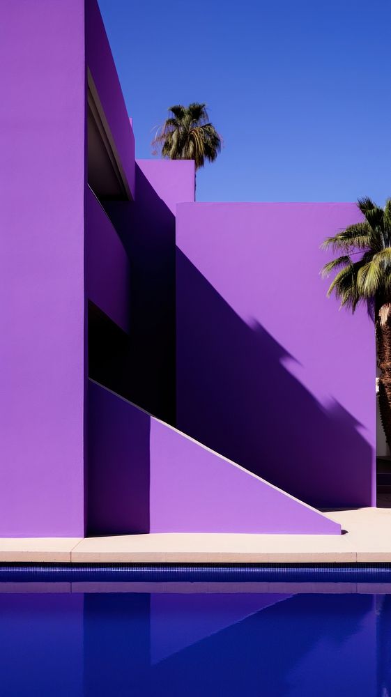 High contrast Architecture architecture purple building.