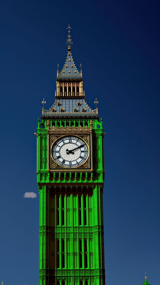 High contrast Big Ben architecture building tower.