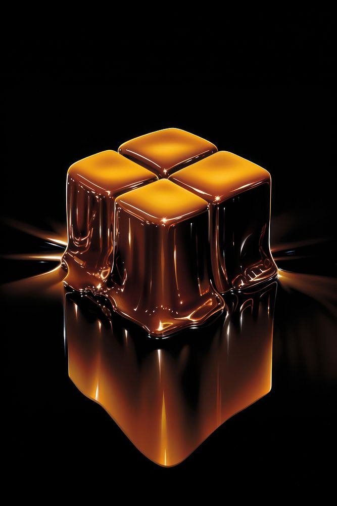 Chocolate cube dessert light black background.