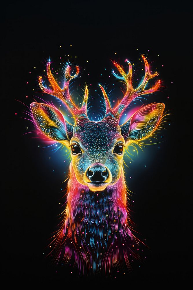 Deer art wildlife pattern.