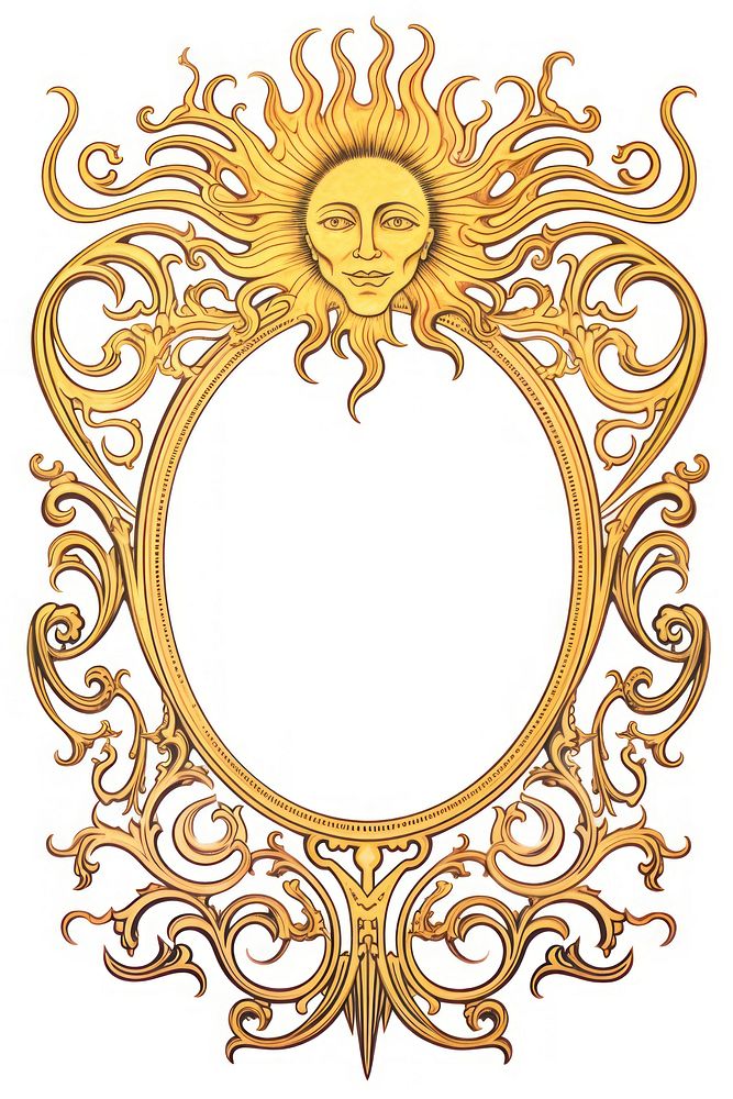 Moon and Sun ornate gold sun.