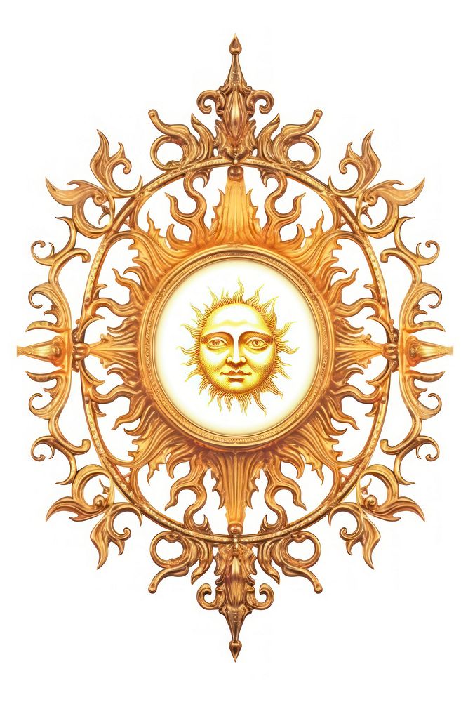 Baroque Sun gold sun white background.