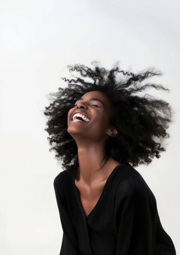 A laughing black woman smile happiness adult.