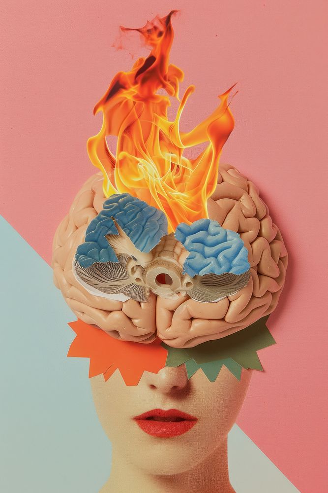 Brain with sight and flame brain creativity headshot.