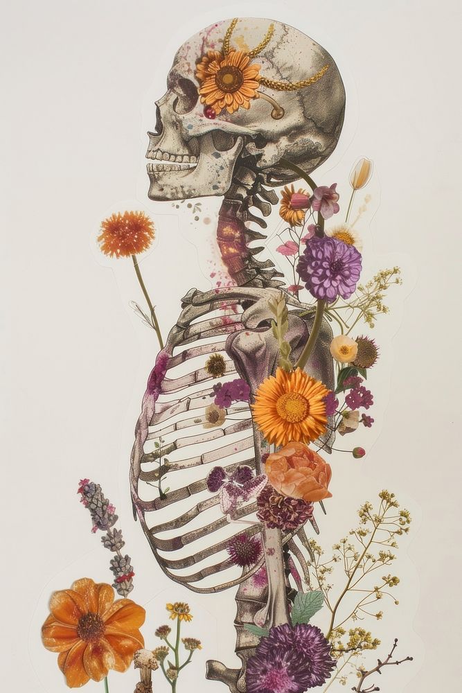 Universe with life and death representation painting flower.