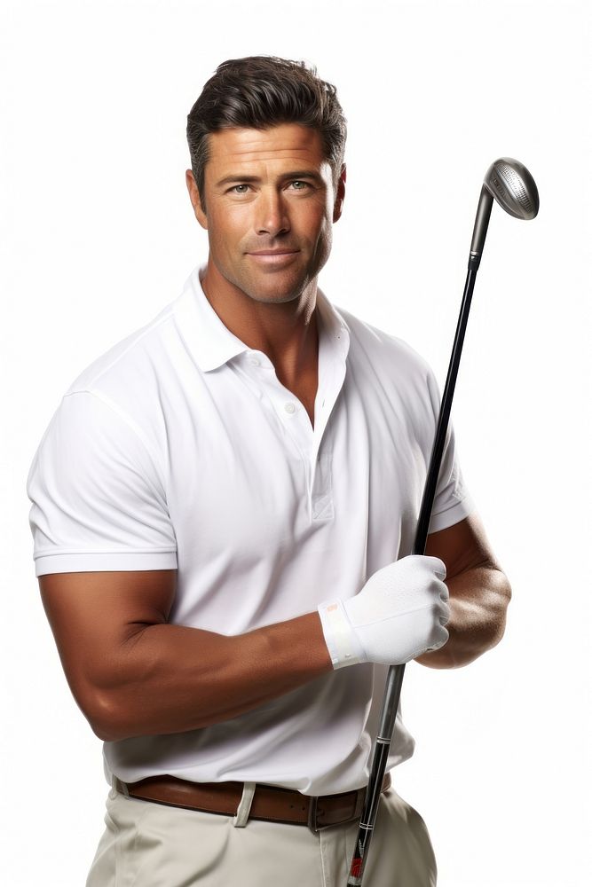 Holding golf club portrait player sports.