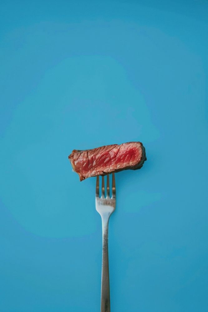 Steak fork meat food.