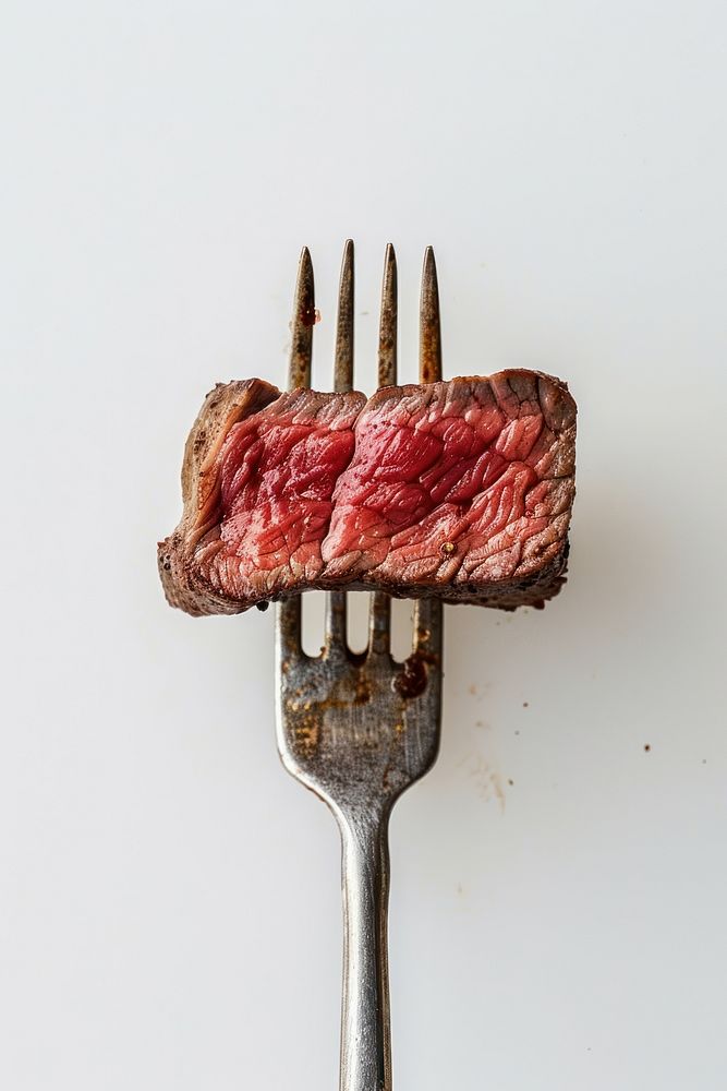 Steak meat fork food.