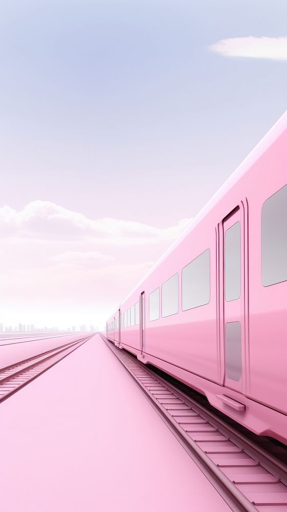 Pink aesthetic train wallpaper vehicle railway transportation.