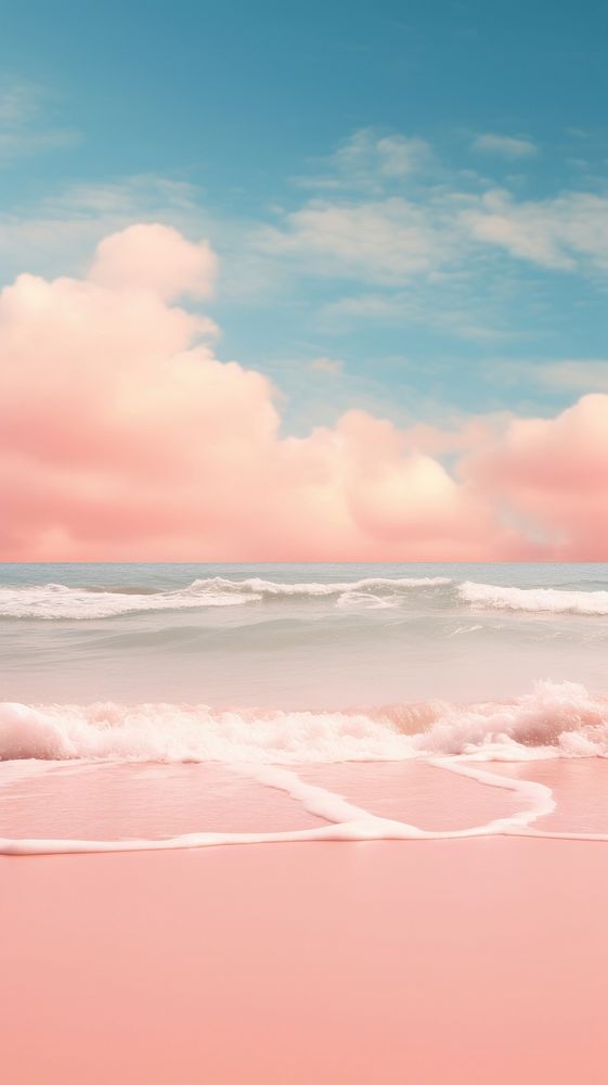 Pink aesthetic beach wallpaper outdoors horizon nature.