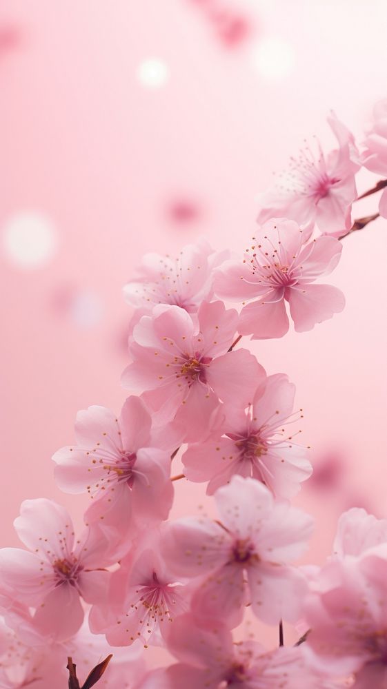 Pink aesthetic bokeh wallpaper blossom flower petal.