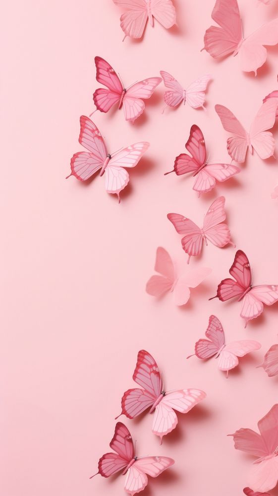 Pink aesthetic butterflies wallpaper petal plant backgrounds.