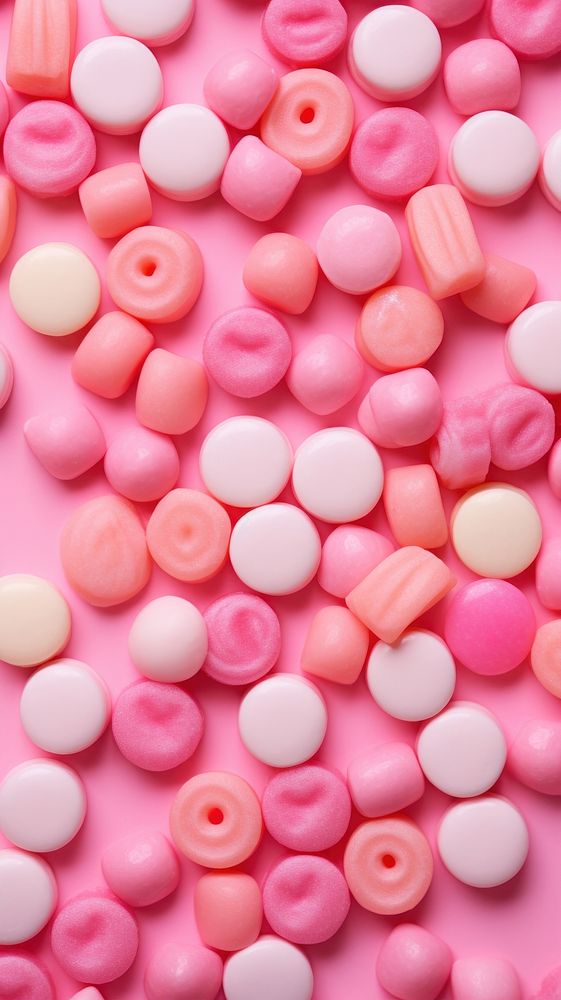 Pink aesthetic candy wallpaper confectionery dessert pill.