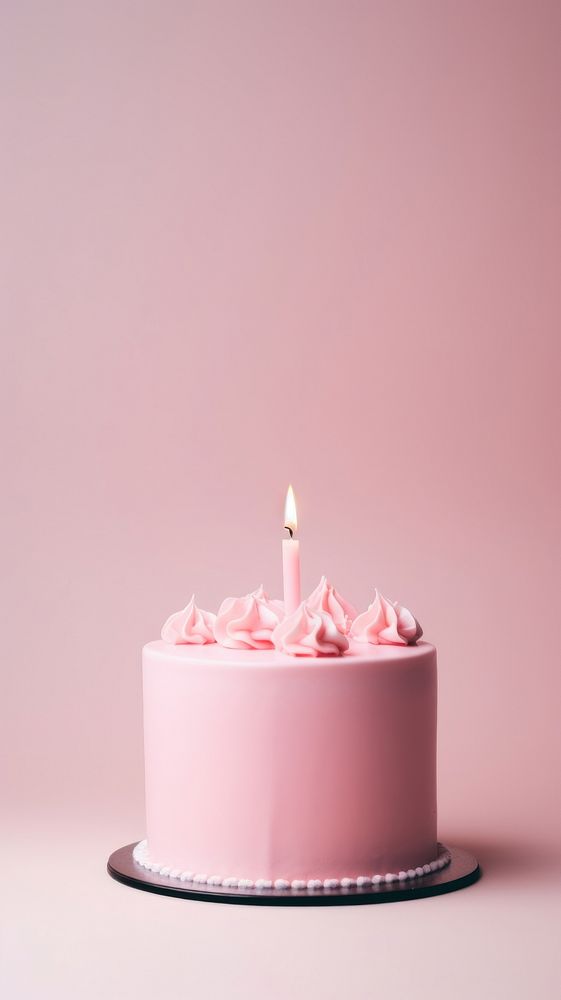 Pink aesthetic cake wallpaper dessert candle food.