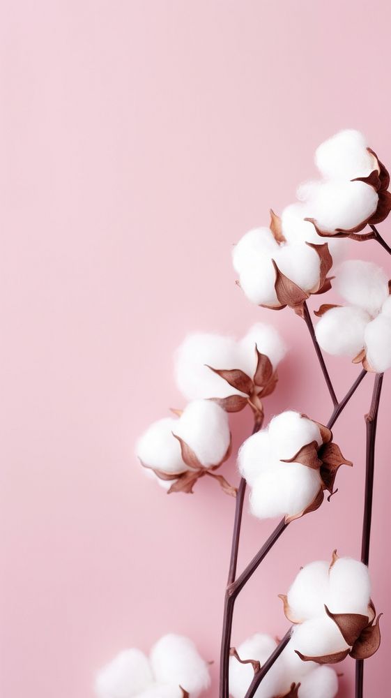 Pink aesthetic cotton wallpaper blossom flower nature.
