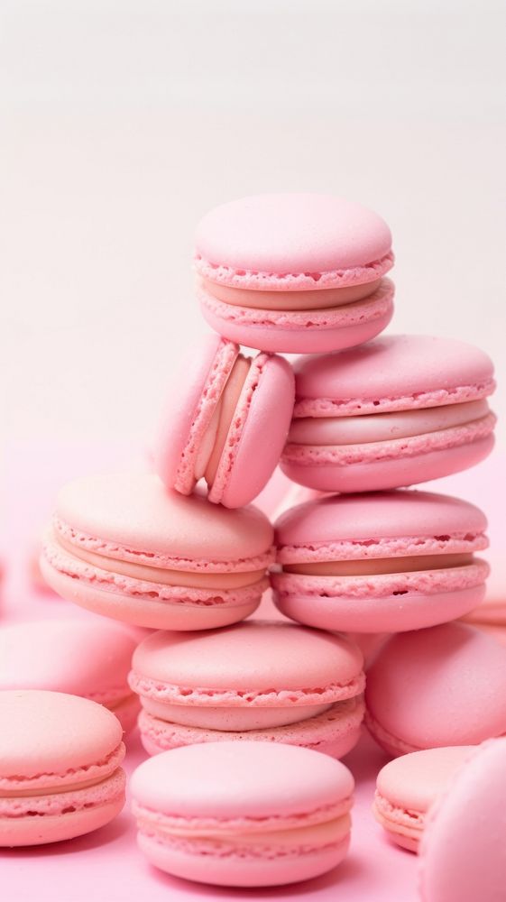Pink aesthetic macarons wallpaper food confectionery medication.