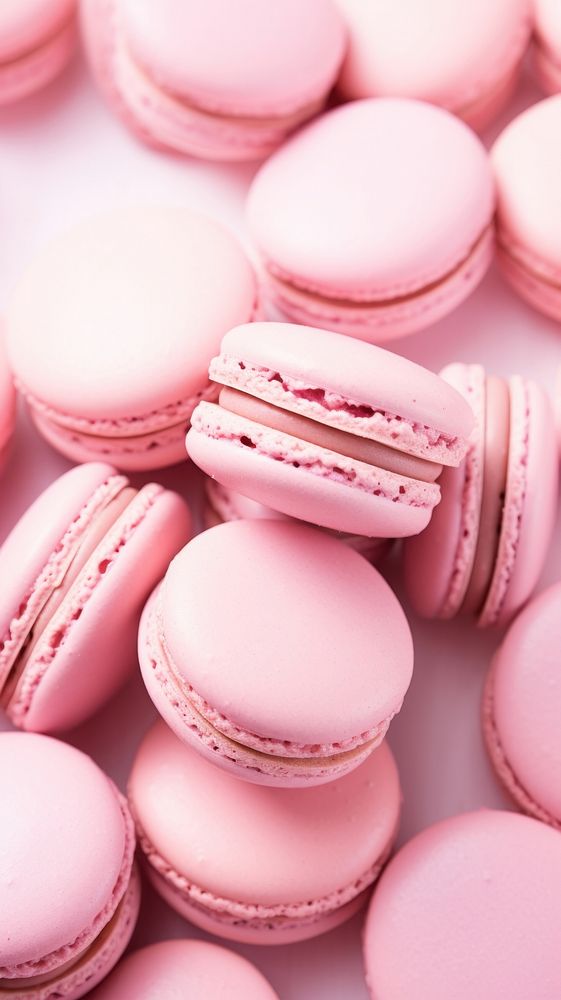 Pink aesthetic macarons wallpaper food confectionery backgrounds.