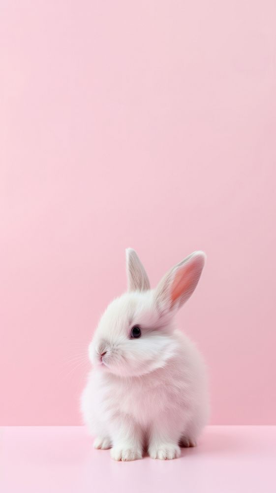 Pink aesthetic rabbit wallpaper animal rodent mammal.