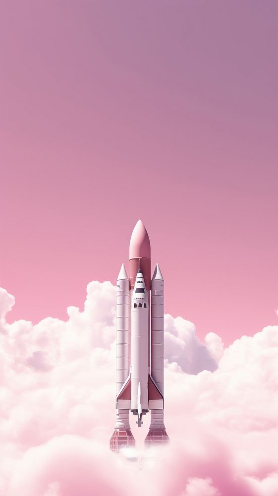 Pink aesthetic spaceship wallpaper aircraft vehicle rocket.