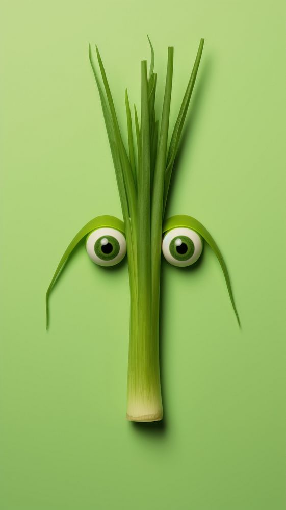 Spring onion with face wallpaper vegetable plant leek.
