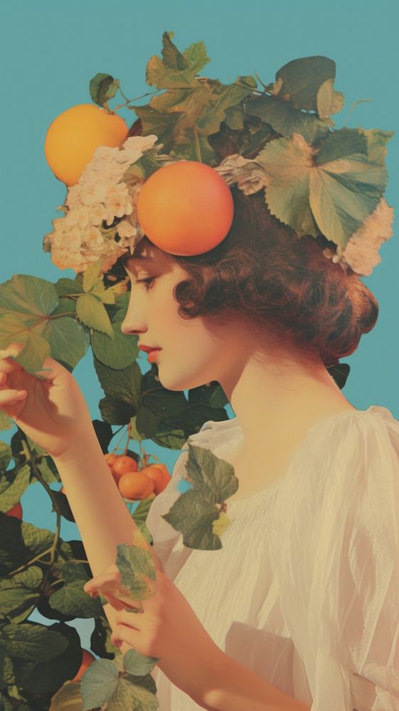 Mythology modern art grapefruit portrait.