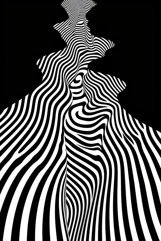 Mind bending flat line illusion illustration of Doppler Effect abstract black white.