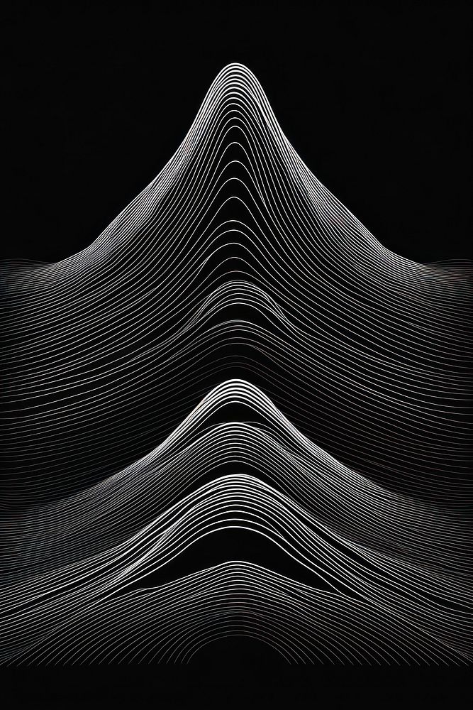 Mind bending flat line illusion illustration of moutain black abstract backgrounds.