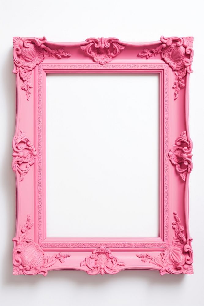 Pink wood frame rectangle white background architecture.