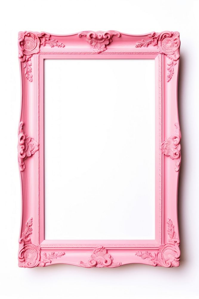 Pink wood frame rectangle white background architecture.
