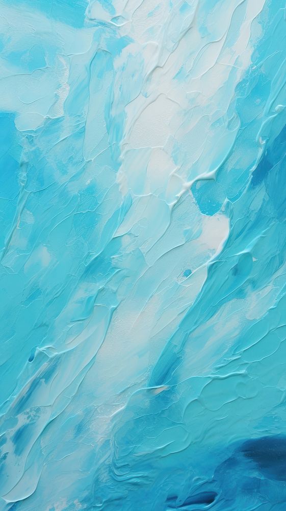 Ice melt color acrylic texture turquoise abstract painting.