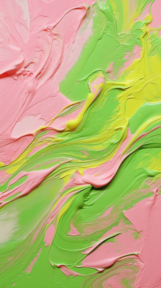 Soap pink mix green yellow color acrylic texture abstract painting art.
