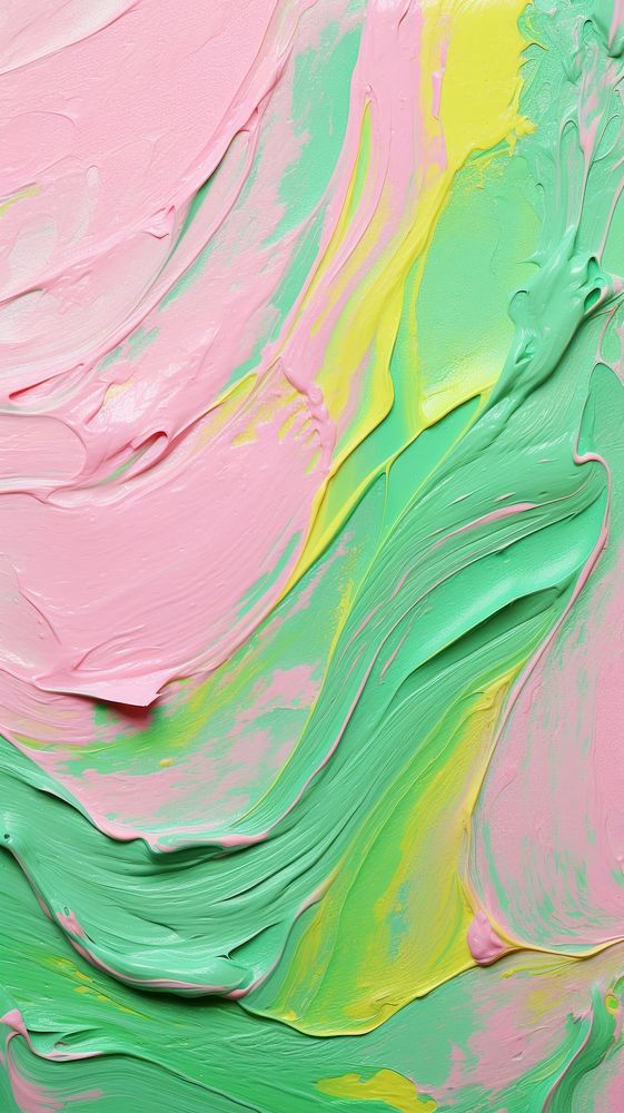 Soap pink mix green yellow color acrylic texture abstract painting art.
