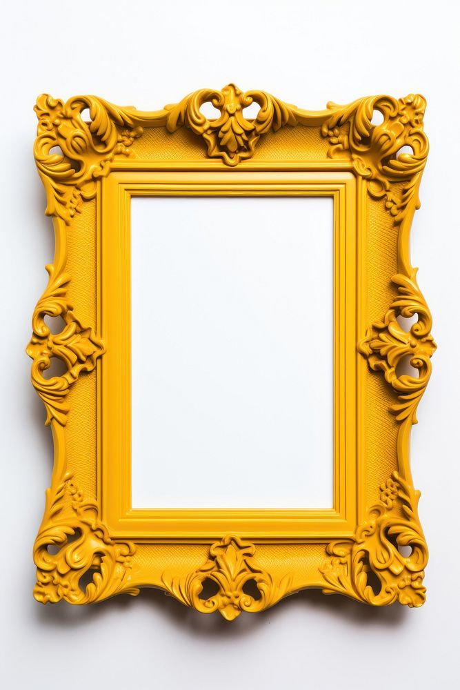 Yellow frame rectangle mirror white background.