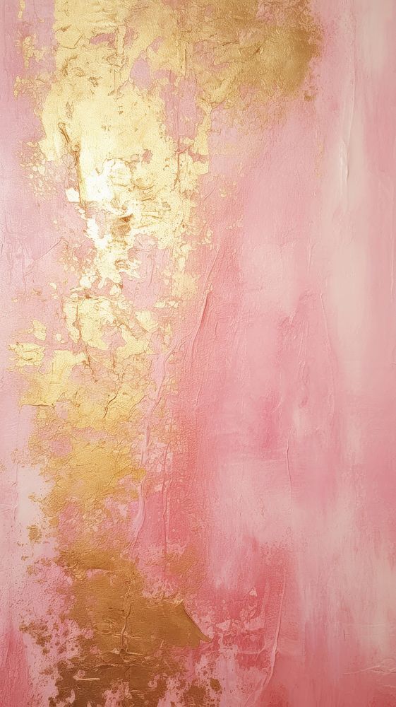 Pink mix gold color acrylic texture wall abstract painting.