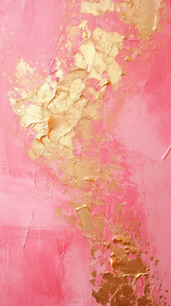 Pink mix gold color acrylic texture abstract painting wall.