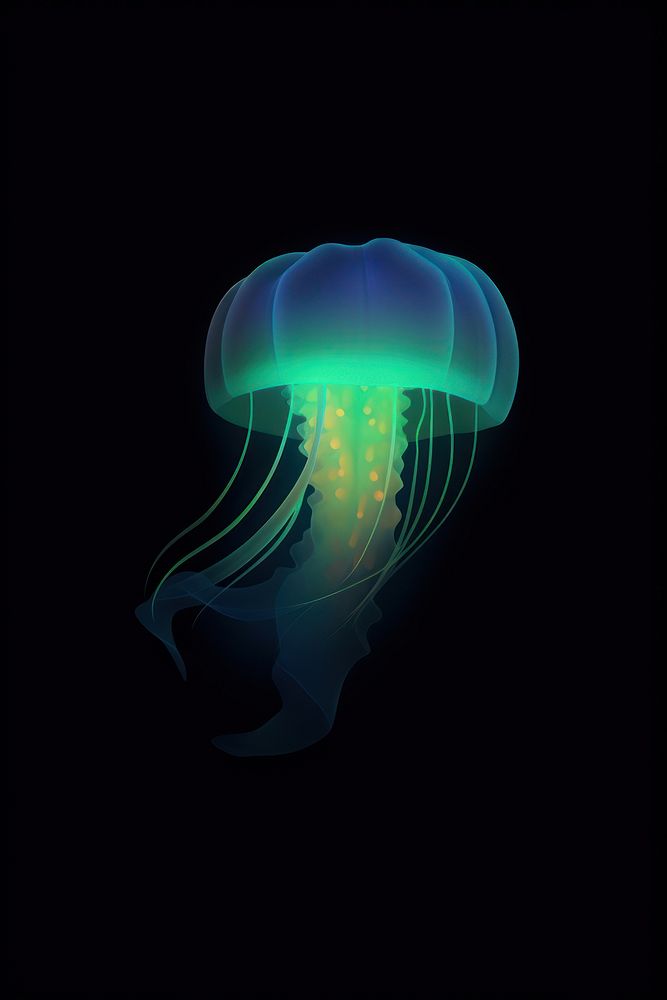 Abstact gradient illustration jellyfish animal nature night.