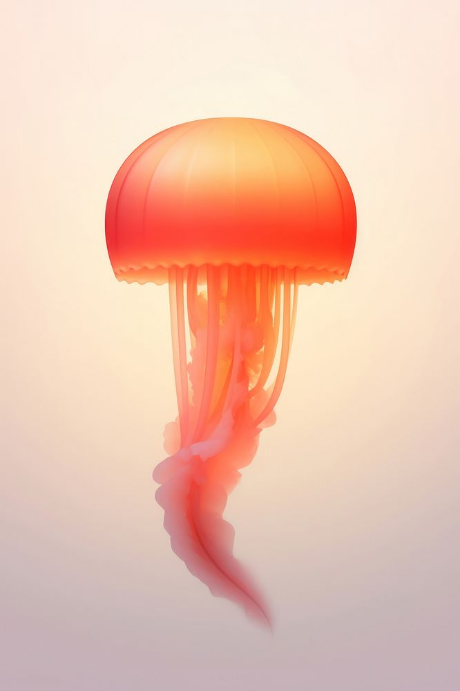 Abstact gradient illustration jellyfish red invertebrate underwater.