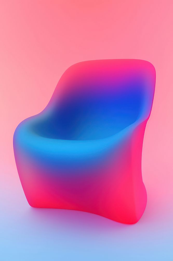 Abstract blurred gradient illustration lava furniture chair blue pink.