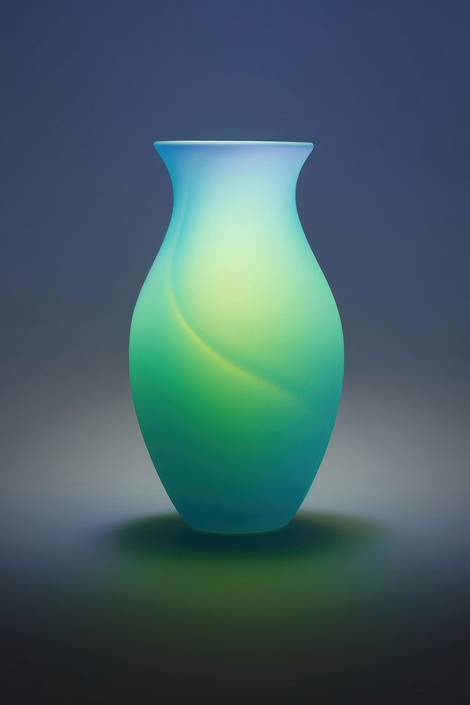Abstract blurred gradient illustration vase pottery green blue.