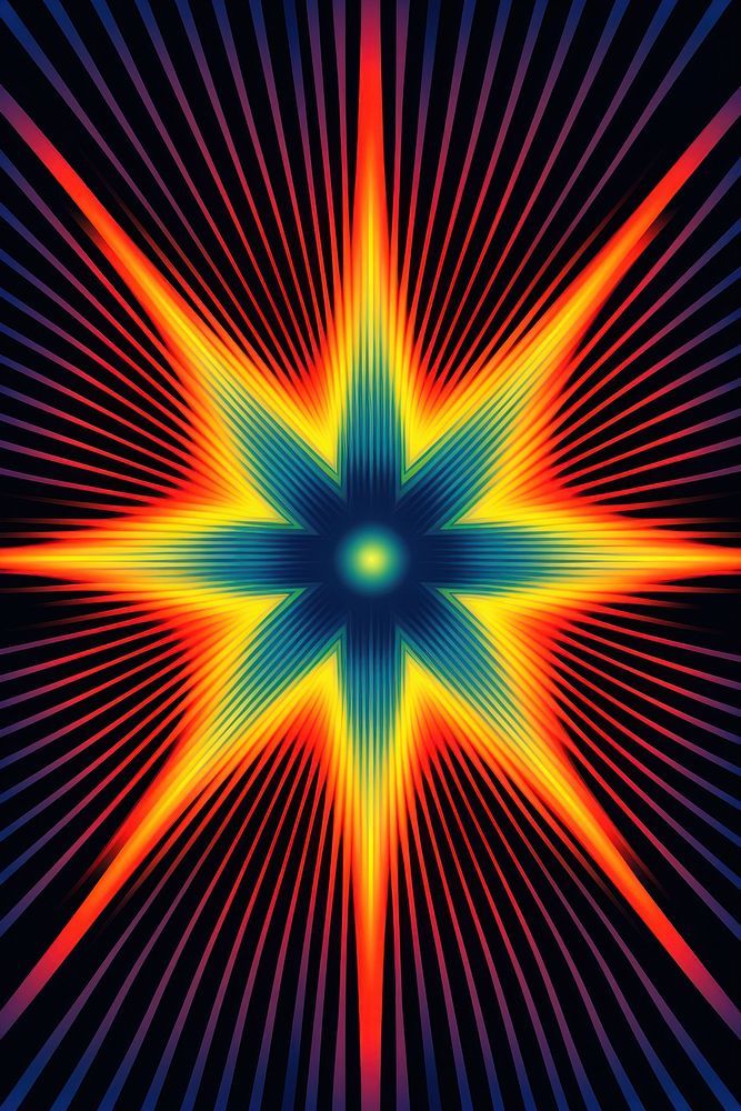 An abstract Graphic Element of a star pattern kaleidoscope illuminated.