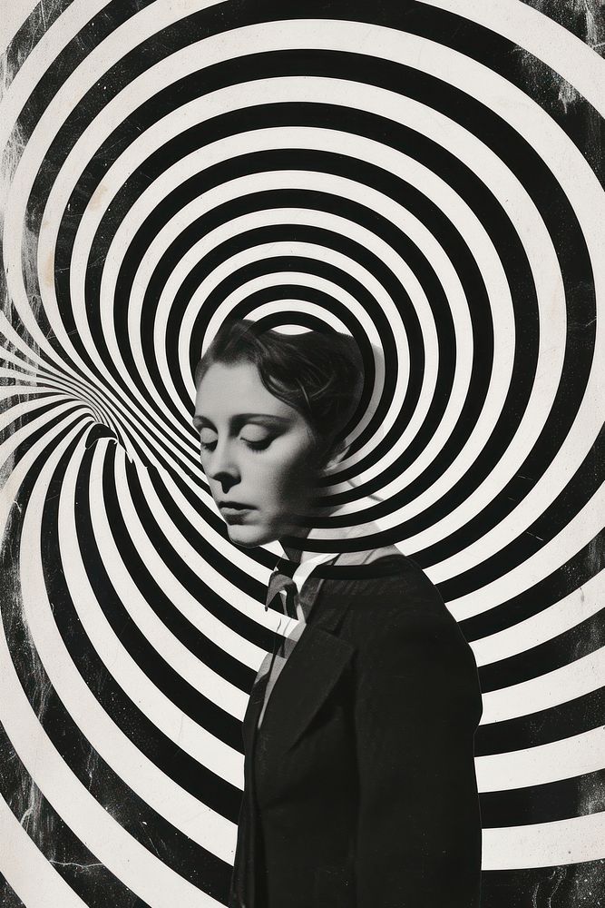 Doppler Effect collage portrait spiral poster.