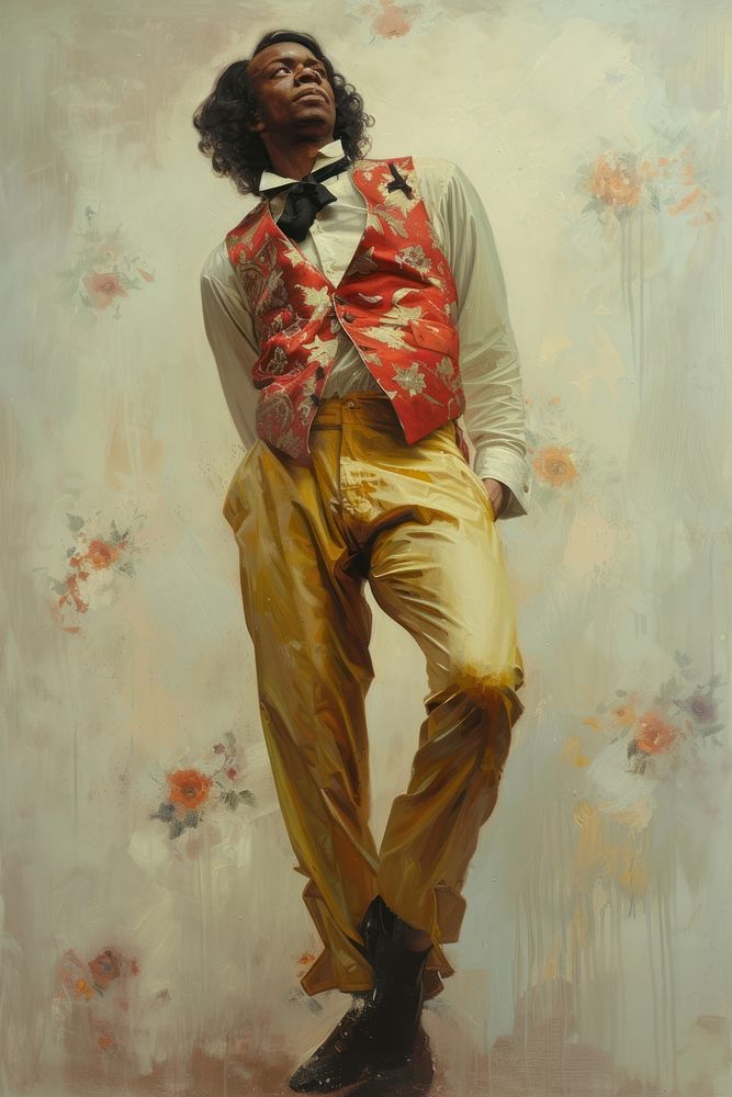 A circus male host painting portrait standing.