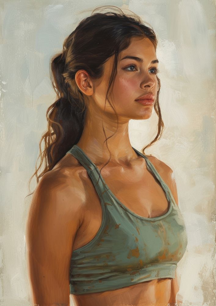 Latina Brazilian woman painting portrait adult.