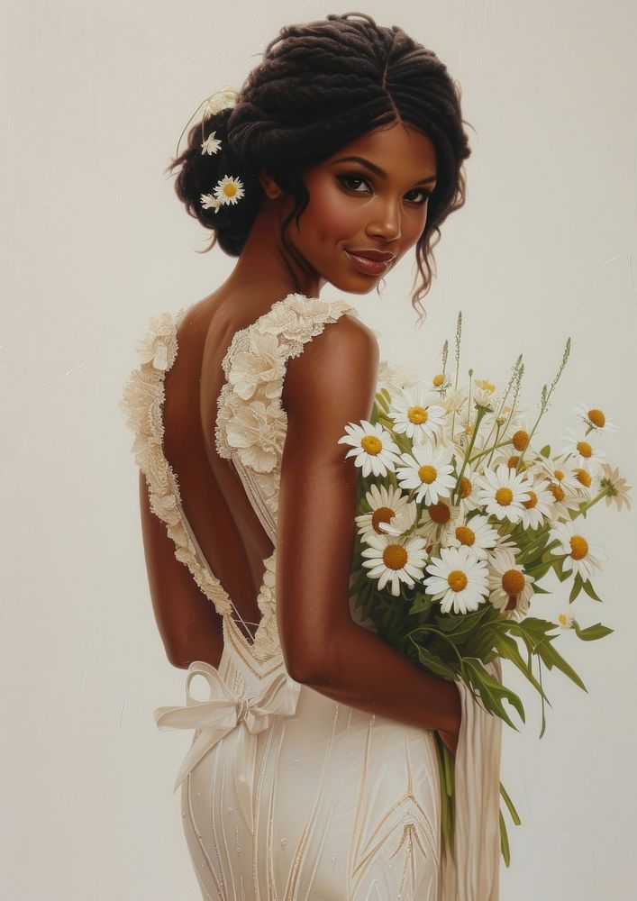 Black woman portrait wedding fashion.