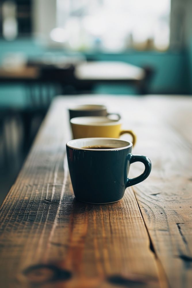 3 coffee cups table drink mug.